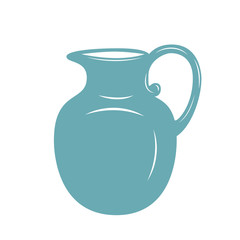 Milk jug illustration in blue on white background.