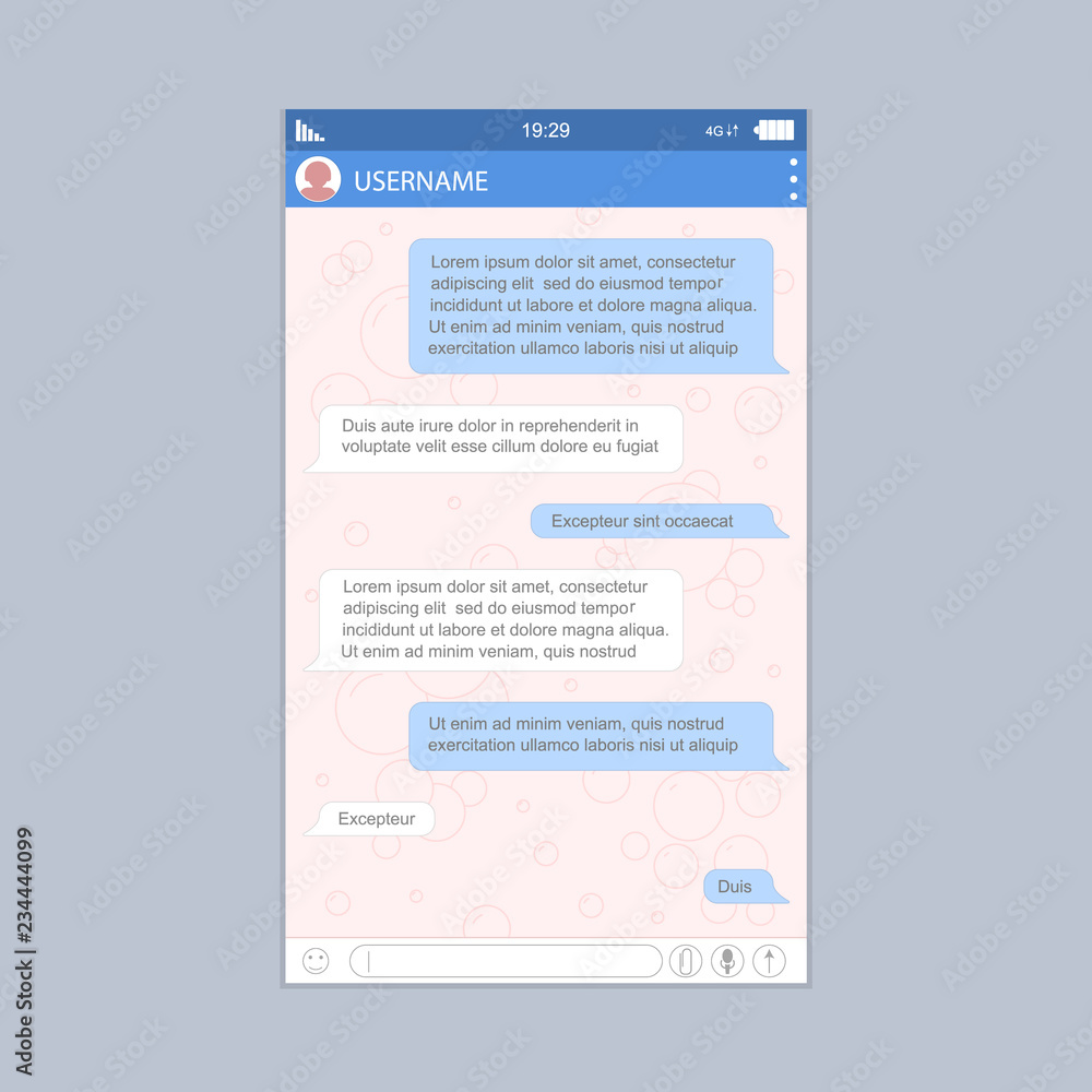 Poster social network messenger form for web and app graphic design. vector