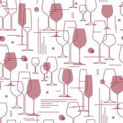 Wine glasses Background. Design element for tasting, menu, wine list, winery, shop. Line style. Vector illustration cropped with a mask. - 234444212