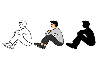 man sitting side pose art vector hand drawing illustration design