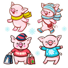  cartoon pigs