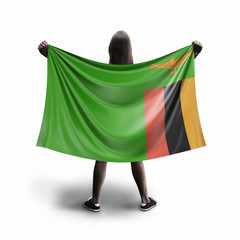 Women and Zambia flag