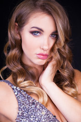 Fototapeta premium Closeup portrait of beautiful model with long blond hair