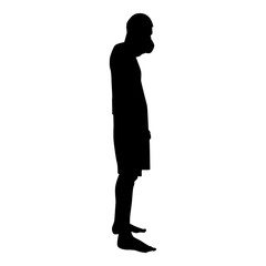 Man covering his mouth Silhouette concept close mouth shock grief icon black color illustration