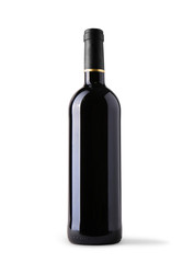 Bottle of red wine on white background