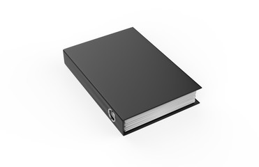 Black closed office binder, mock up template on isolated white background, 3d illustration