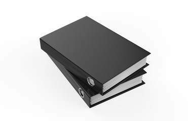 Black closed office binder, mock up template on isolated white background, 3d illustration