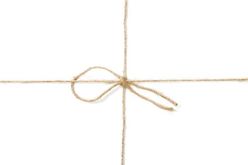 Rope wrap with bow isolated on white background, top view