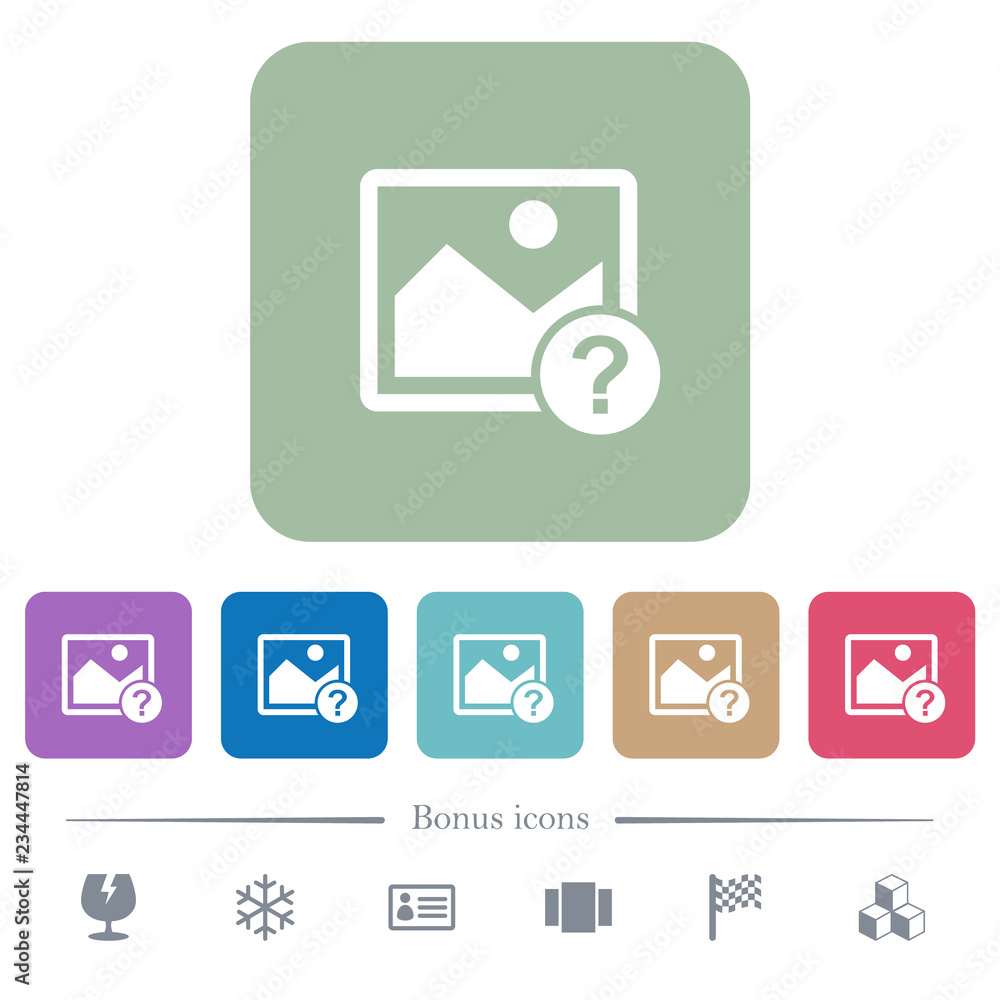Poster unknown image flat icons on color rounded square backgrounds