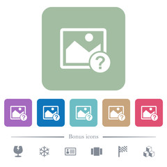 Unknown image flat icons on color rounded square backgrounds
