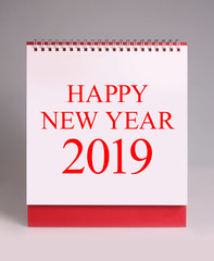 Simple desk calendar for New Year 2019.