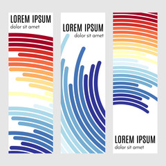 Set of abstract vertical header banners with curved lines