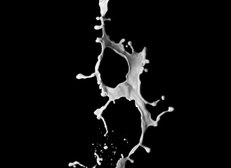 Obraz premium Splash of milk on black background