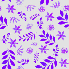 violet flowers and leaves painted on a dark gray color