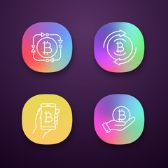 Bitcoin cryptocurrency app icons set