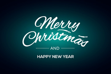 Naklejka na ściany i meble Merry Christmas and Happy New Year calligraphic inscription, vector illustration.