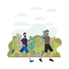 young men with landscape avatar character