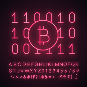 Binary code neon light icon