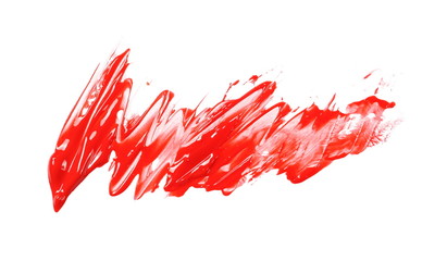 Red brush stroke, oil paint isolated on white background
