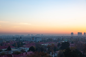 Fototapeta na wymiar View of the City at Dawn, Ashgabat, Turkmenistan 