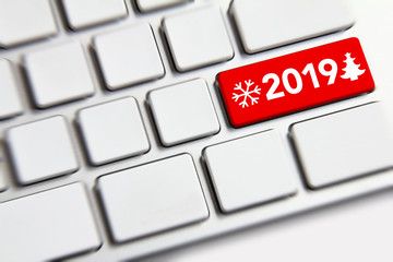 New year 2019 on the keyboard. © dolphfyn