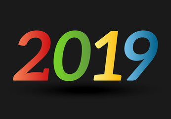 Inscription 2019 isolated on black background