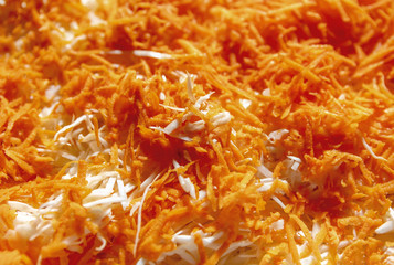 Vegetable salad. Shredded carrots, cabbage, close up