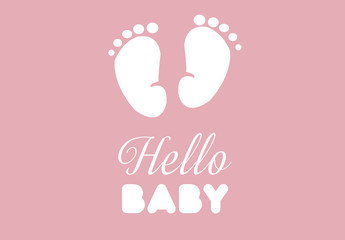 Hello Baby. Baby shower. tiny baby feet