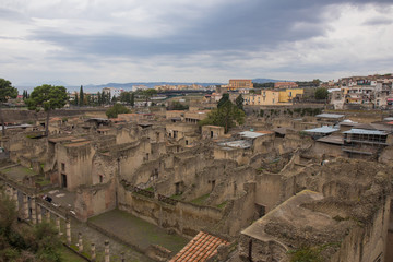 Obraz premium Ercolano,ITALY - 04 November, 2018.The ruins of Herculaneum excavation in Ercolaono near Naples, Italy