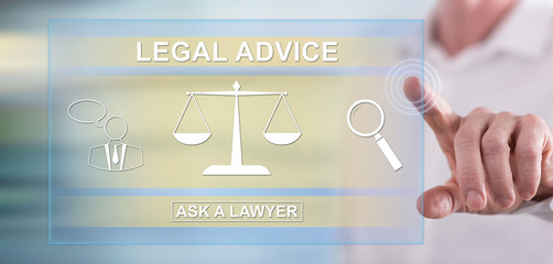 Man touching a legal advice concept