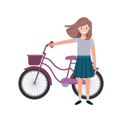 Fototapeta na wymiar girl with bicycle avatar character