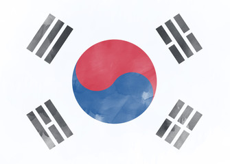 South Korea flag painted with brush