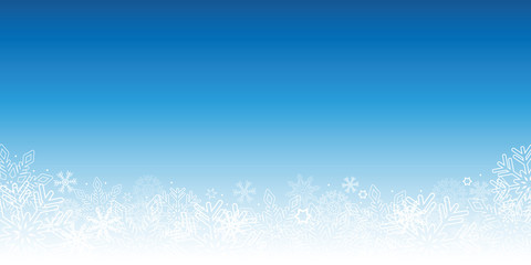 snowy blue winter background with snowflakes vector illustration EPS10