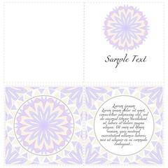 Naklejka premium Invitation or Card template with floral mandala pattern. Decorative background for Wedding, greeting cards, Birthday Invitation. The front and rear side.