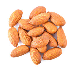 Almond Nuts isolated on white background top view