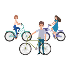 group of people with bicycle avatar character