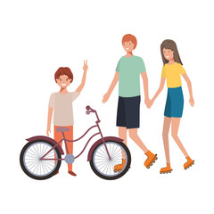 group of people with bicycle avatar character