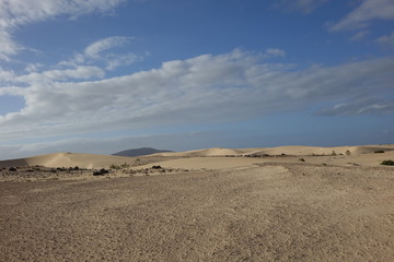 Low sun late afternoon, in the natural park,Corralejo,Fuerteventura,Canary-Islands,Spain.