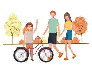 group of people with bicycle in landscape