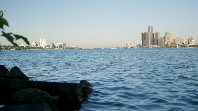 Cool Different Water Level Shot Of Detroit From River