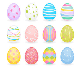 Set of colored eggs for Easter holiday. Painted eggs as traditional Easter symbols