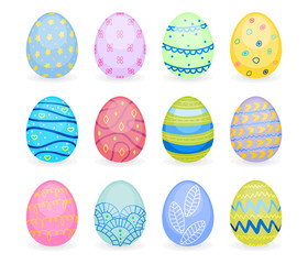 Set of colored eggs for Easter holiday. Painted eggs as traditional Easter symbols