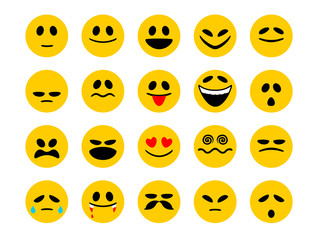 Set of smiley emoticons. Emoji in cartoon style isolated on white background for message