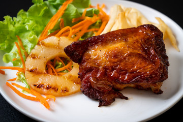 grilled chicken steak with vegetable