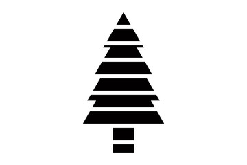 Obraz premium Silueta negra de pino de navidad.