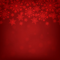 Naklejka na ściany i meble Christmas red background with snowflakes border