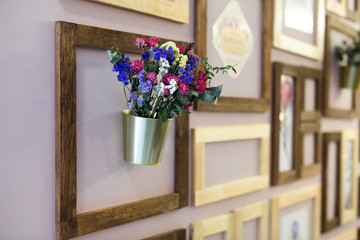 Dried flowers on the wall in the store