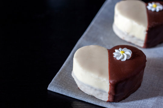 Chocolate covered biscuit in the shape of a heart