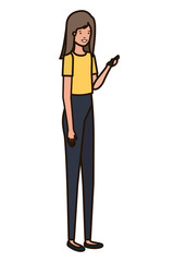 young woman with smartphone avatar character
