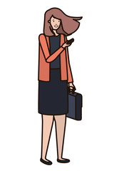 young woman with smartphone avatar character